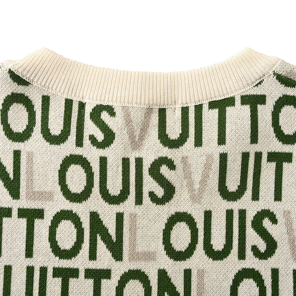 Louis Vuitton "Barrage" Letter Jacquard Knit Short-Sleeve T-Shirt