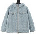 Louis Vuitton All-Over Jacquard Logo Washed & Distressed Cotton Hooded Jacket