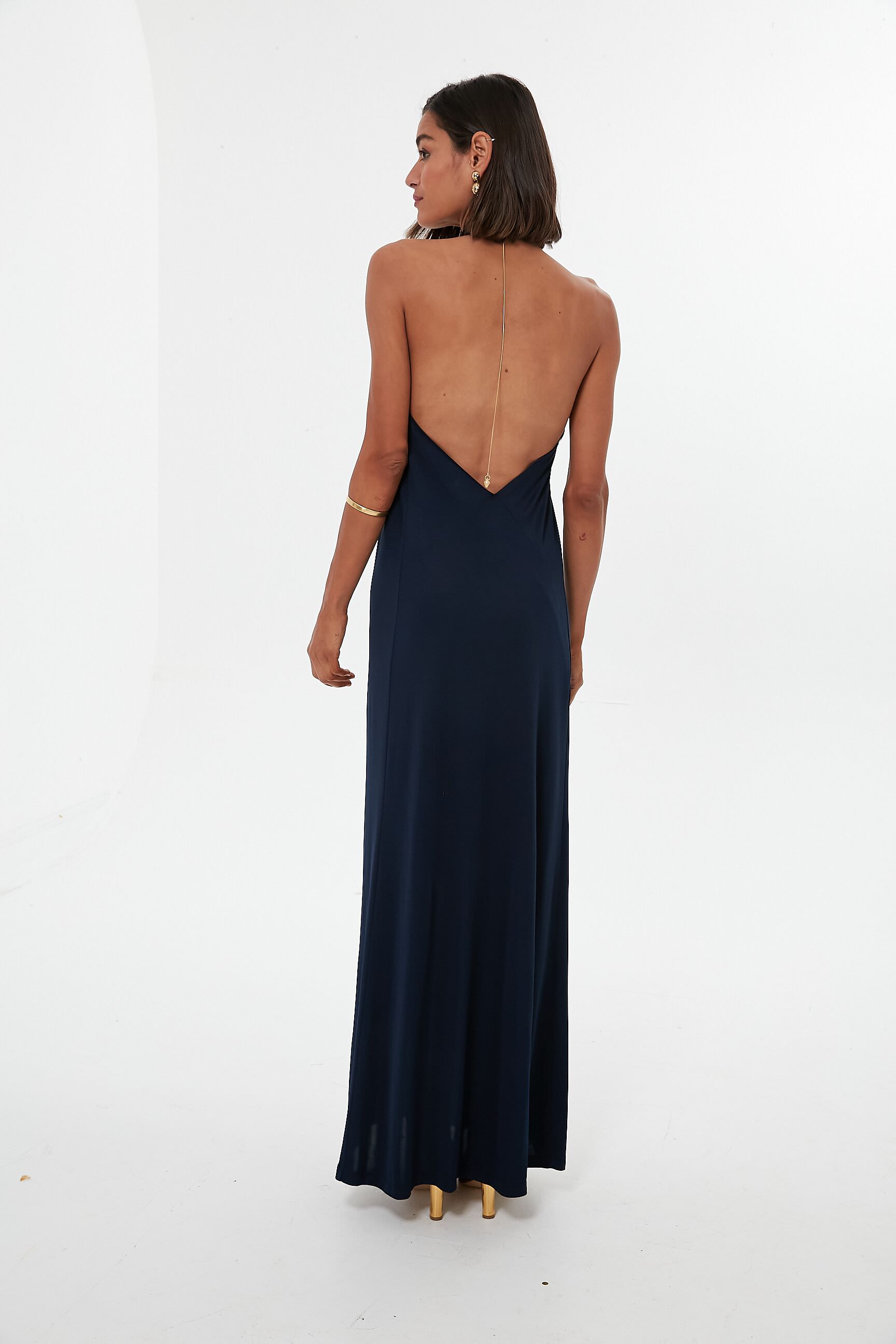 Navy Blue Crocus Maxi Dress