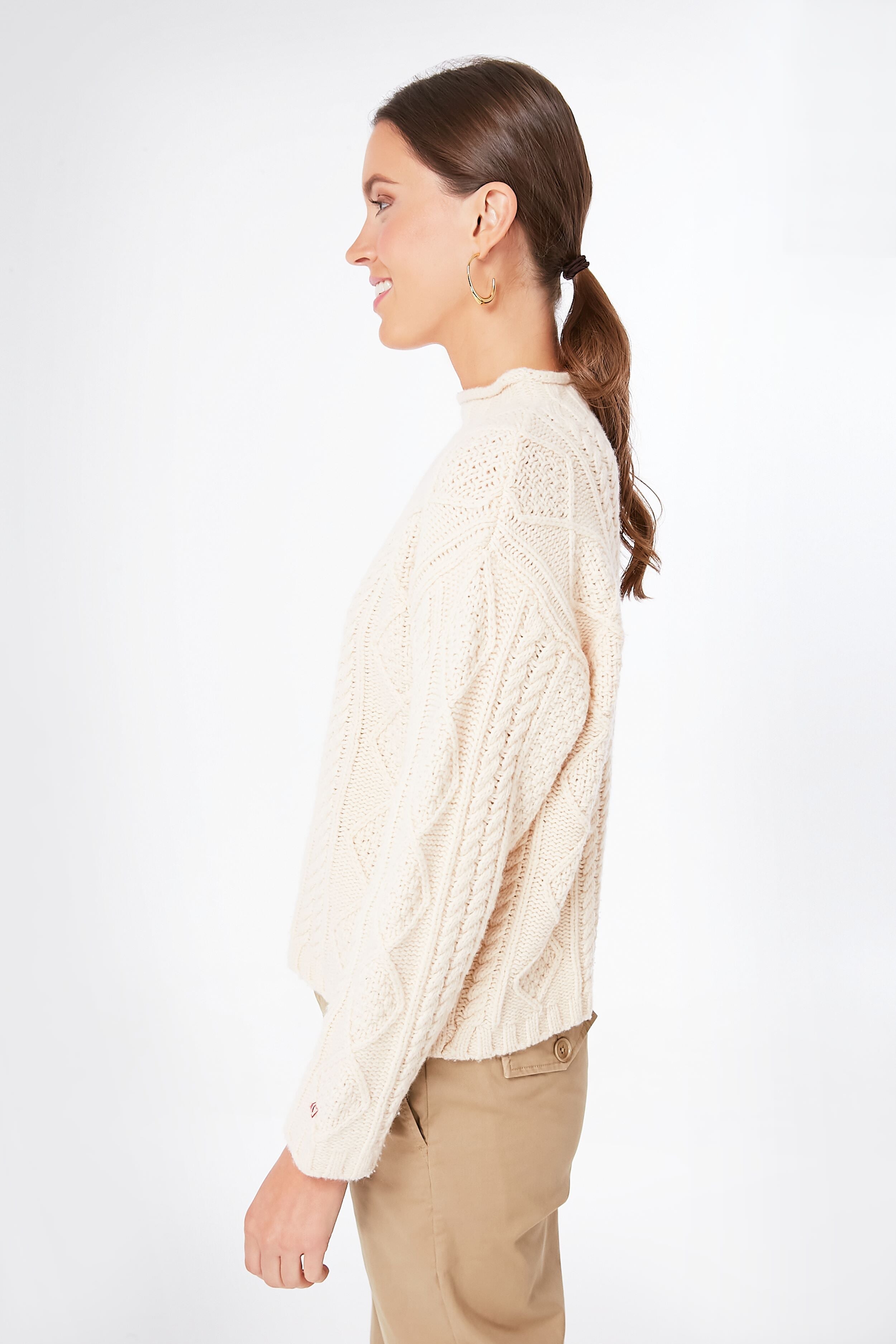 Natural Fisherman Skipper Wool Pullover