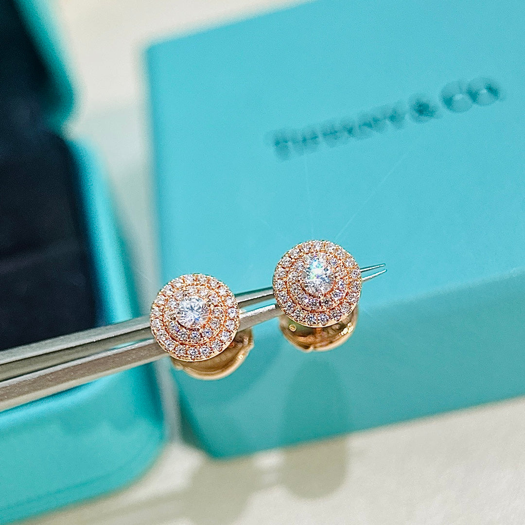 18K Tiffany Soleste Diamonds Rose Gold Earrings